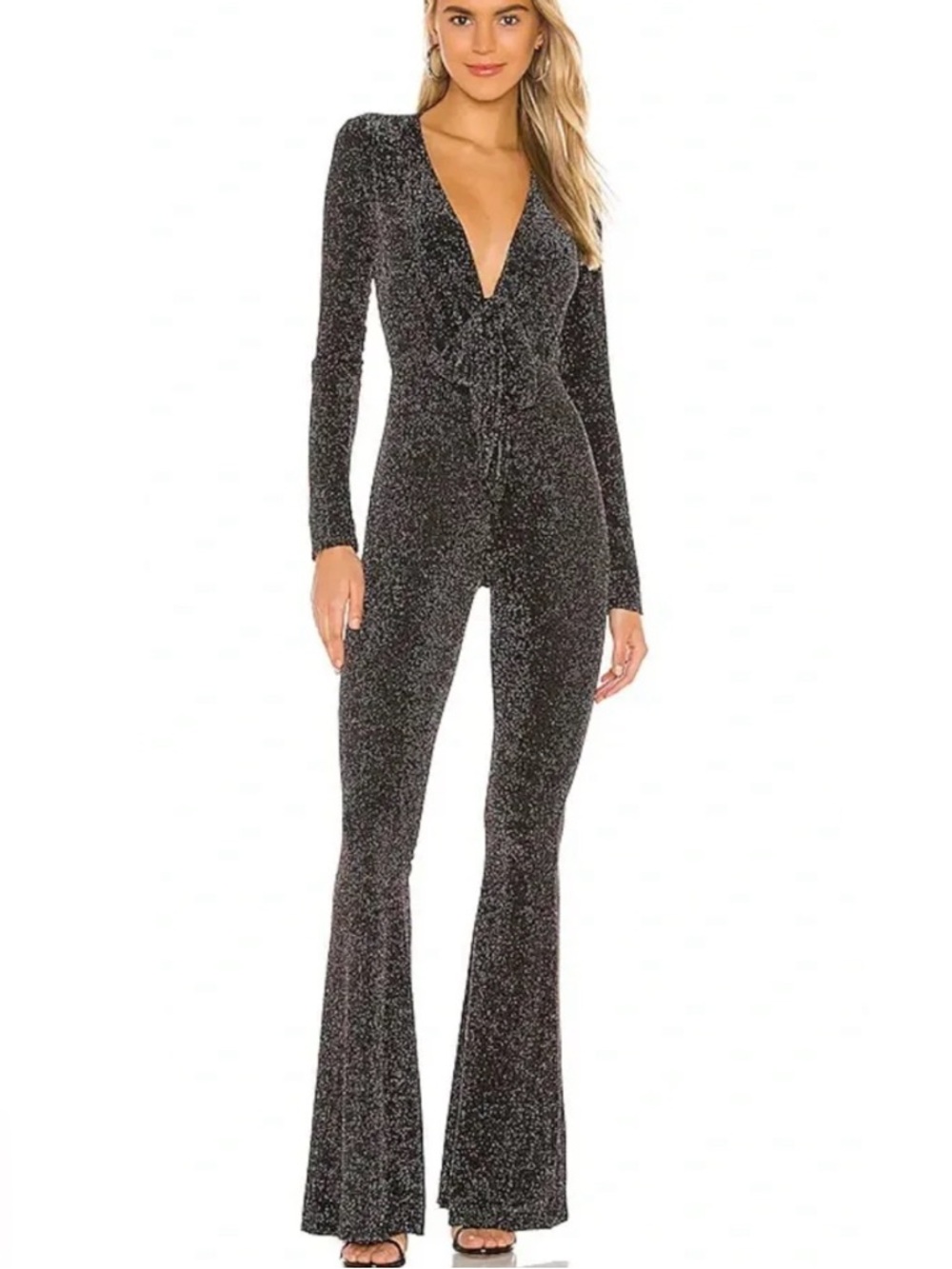 Show Me Your Mumu Martina Jumpsuit in Dancing Queen Shine Black Size: L